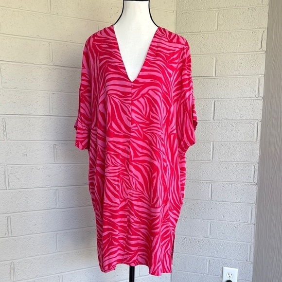 H&M Pink Zebra Print Swim Cover-Up, XS/S - Picture 1 of 10